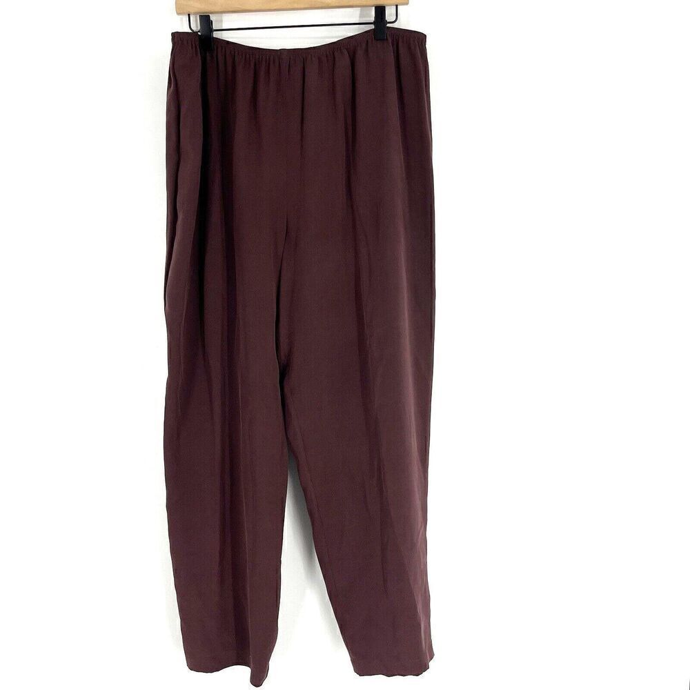 Citron Santa Monica Pants Size 1X Womens Maroon Silk Pull On Lagenlook Stretch